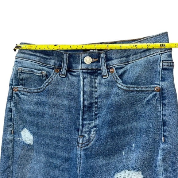 Express High Rise Cropped Flare Women’s 4R Distressed Jeans Medium Wash Denim - Picture 10 of 12